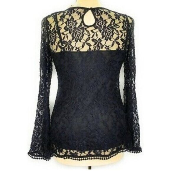 NWT Ultra Flirt Juniors Lace Bell Sleeve Top - Picture 3 of 4